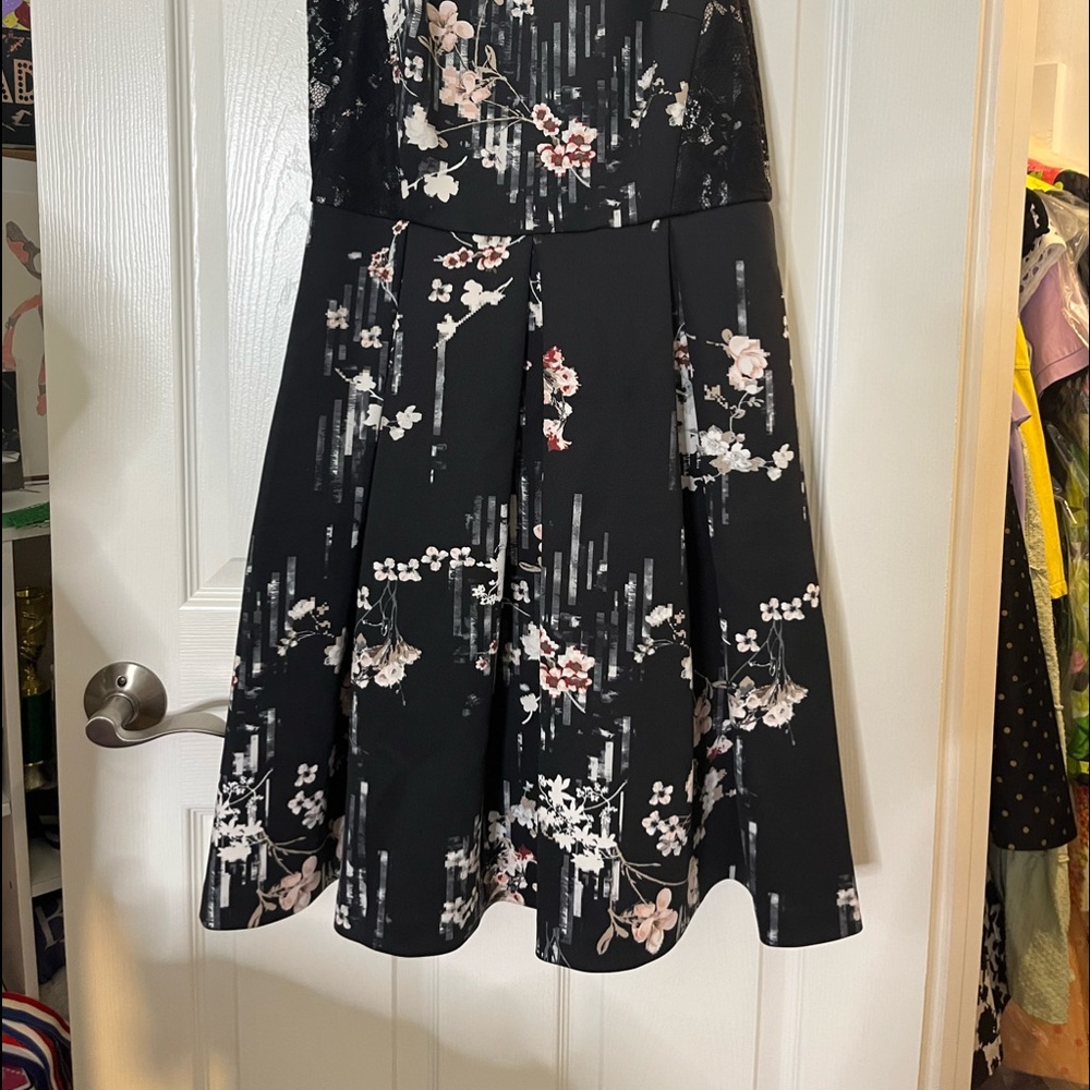 White House black market Navy floral Lacey dress.